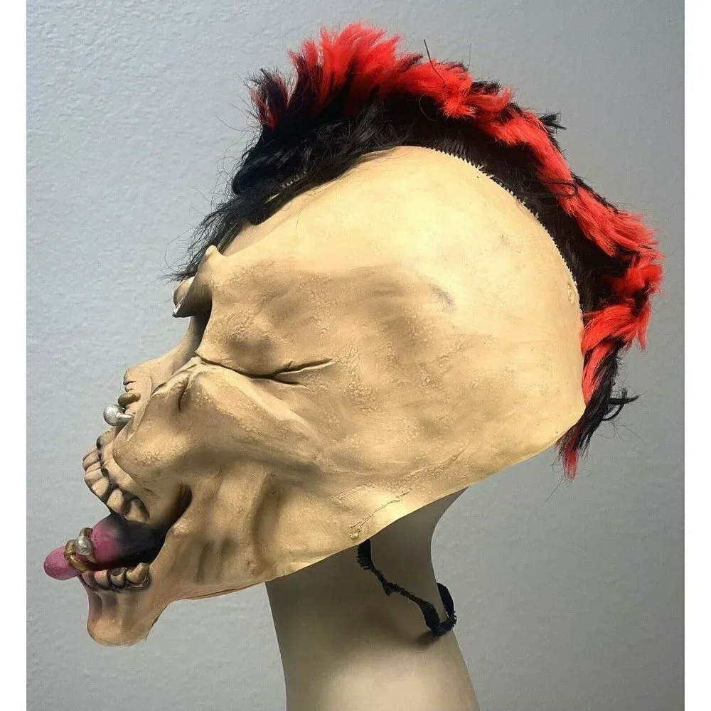 VTG IEW Full-Face Latex Punk Rock Zombie HALLOWEEN MASK Mohawk Undead Scary READ